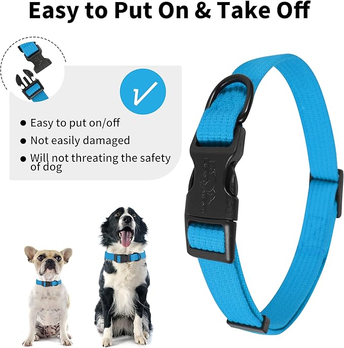 lynxking Dog Collar Soft Padded Breathable Cotton Solid Color Strong Adjustable Pet Collar for Little Puppy