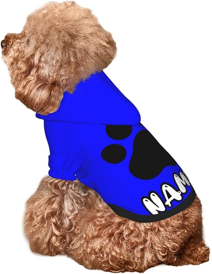 Custom Dog Hoodie Soft & Warm Design Your Own Personalized Photo Text Logo Name Dog Clothes for Puppy Sweatshirt Hooded for Small Medium Large Dogs Girl/Boy Cats Blue