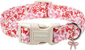 DOGWONG Cute Dog Collar, Pink Bow Pattern Dog Collar, Girl Female Dog Collars with Strong Plastic Buckle for Small Dogs,XS