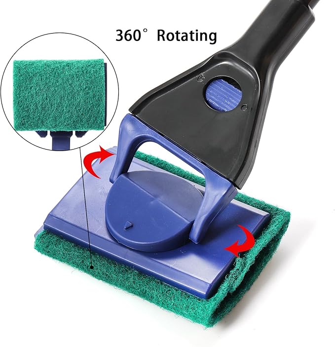 TOPZEA Aquarium Cleaning Tool Kit, 5 in 1 Fish Tank Cleaner Tools Set Including Algae Scraper, Fish Net, Cleaning Sponge, Plant Fork, Gravel Rake, with 19 Inch Long Handle