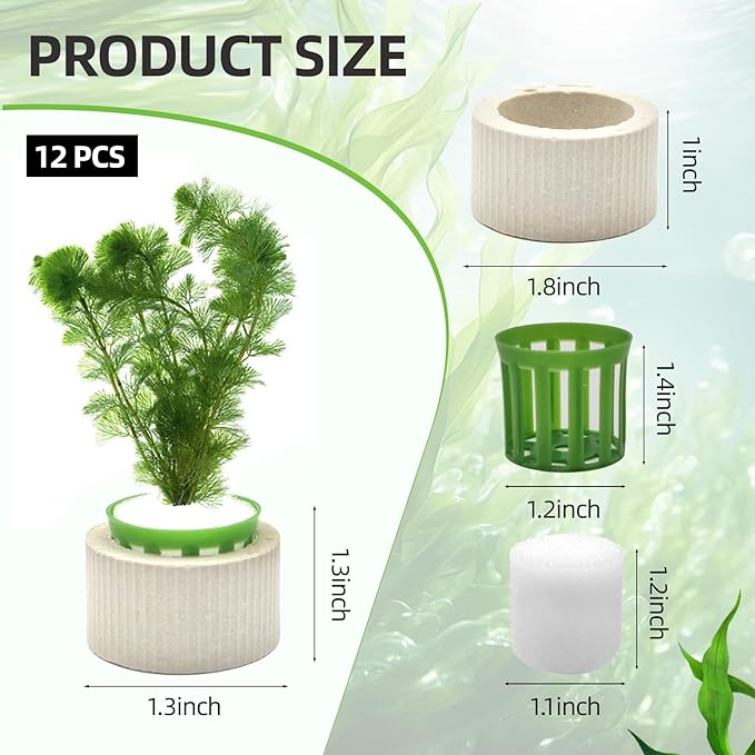 16 Pack Aquarium Plant Weights, Aquatic Plants Fixed Ring Set, Anti-Floating Ceramic Aquarium Plant Rings, Aquarium Landscape Decoration Fish Tank Accessories 1.8 x 1.3 Inch