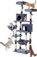 DUMOS Tall 71 inch Cat Tree Tower, Large Multi Level Cat Climbing Tower with Condo, Natural Sisal Scratching Posts, Platform, Hammock, Basket, Pet Tree House for Indoor Cats Play, Dark Grey