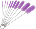 CiaraQ Bottle Cleaning Brushes, 8 Inch Nylon Tube Brush Set, Cleaner for Narrow Neck Bottles Cups with Hook, Set of 10pcs.
