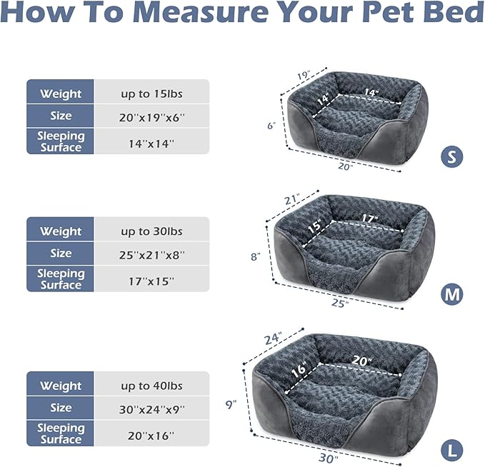 INVENHO Dog Bed Medium Size Dog, Orthopedic Warming Soft Calming Sleeping Puppy Bed Durable Pet Bed with Anti-Slip Bottom (Pack of 2)