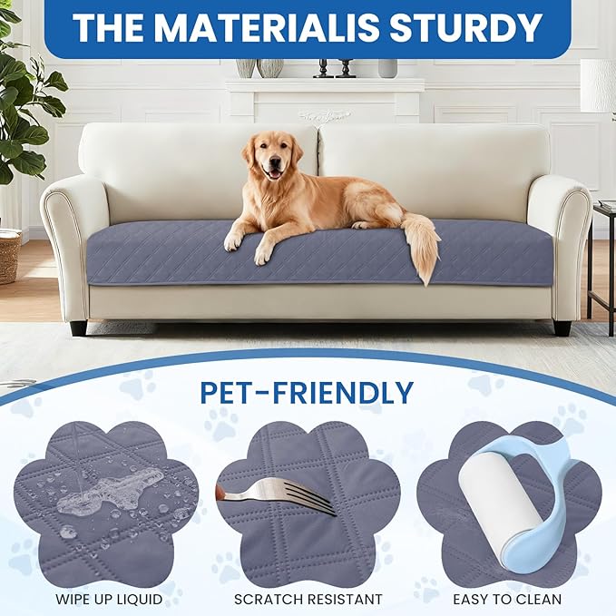 Waterproof Dog Blanket, Non-Slip Soft Pet Bed Cover, Couch Cover for Dogs Washable, Protects Sofa, Furniture, Crate, Car, Tear Resistant Leakproof Pet Blanket (30x70 Inch, Grey Blue)