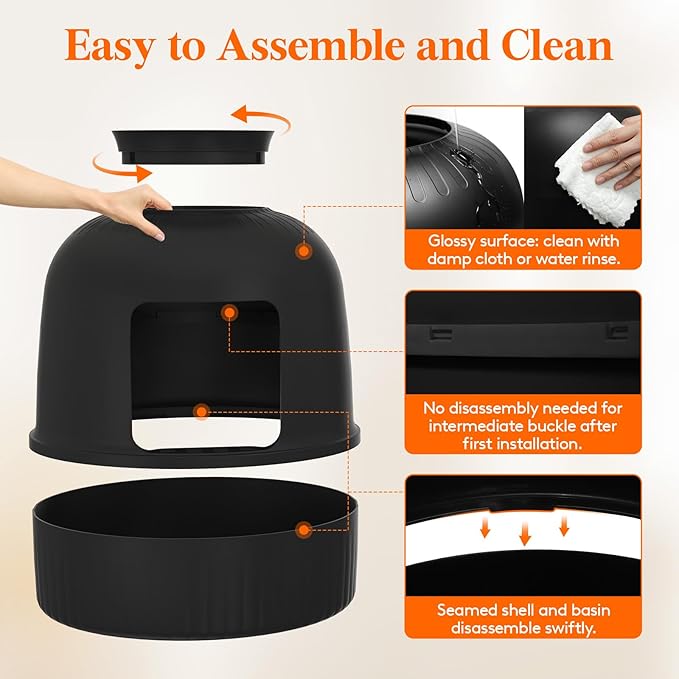 Lifewit Cat Litter Box, Hidden Enclosure Litter Tray with Odor Control & Carbon Filter in Living Room, Bedroom, Corner with Faux Plant& Plastic Scoop, 48 x 120 cm/19x47, Black