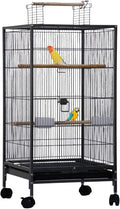 GarveeHome Small Bird Cage with Wheels, Parakeet Cage, Bird Carrier for Parakeets, Canaries, Lovebirds, Small Quaker, Cockatiels, Budgie, Green Cheek (40in)