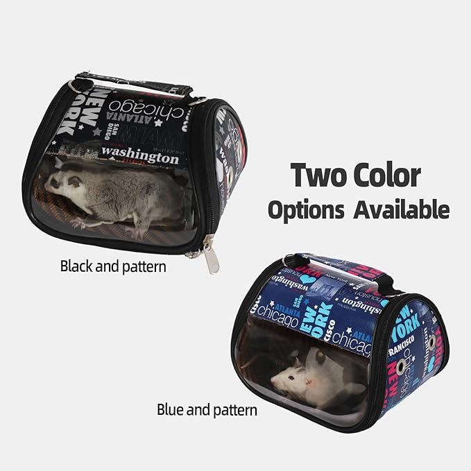 Transparent Small pet Carrier, Adjustable Shoulder Strap, Detachable Bamboo and Rattan Lining Suitable for Ventilated Bird Backpacks for Sugar Gliders, Hamsters, Rats, and Parrots (Blue)