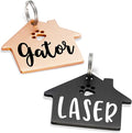 Ultra Joys Dog Tags Personalized for Pets - Hollow Paw Custom Pet ID Tag - Engraved Dog Tag for Small, Large Dogs - Small House in Black
