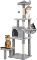 Yaheetech 57in Multi-Level Cat Tree Tower with Extended Platform, Padded Perch, Scratching Posts, and Ball — Indoor Activity Center for Large Cats