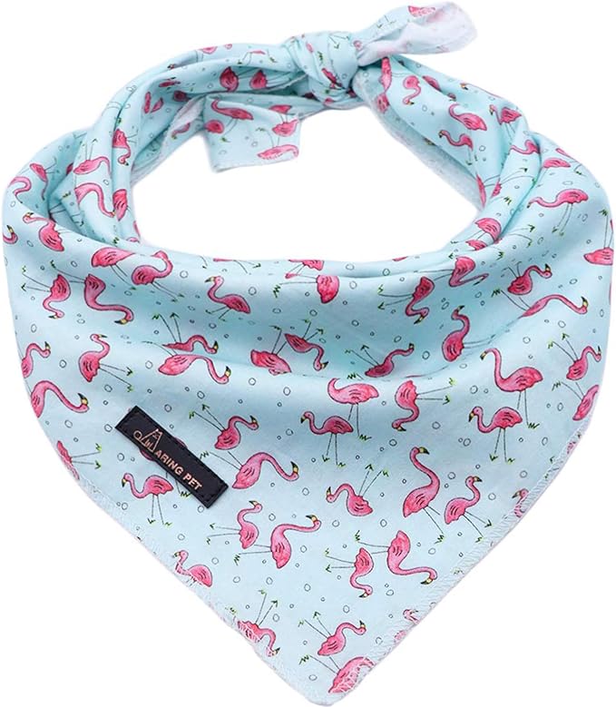 ARING PET Summer Dog Bandanas, Light Blue Flamingo Kerchief Triangle Bibs Scarf for Puppy Small Medium Large Boy Girl Dogs Cats-S