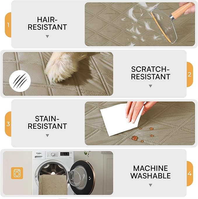 Luciphia 100% Waterproof Couch Cover Blanket for Dogs Anti-Slip Pet Couch Protector Sofa Mat Puppy Cat Blanket with Non-Slip Bottom, Taupe White, 30x70 Inch