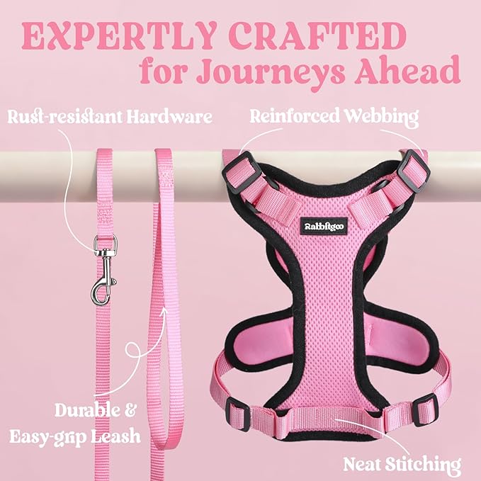 rabbitgoo Cat Harness and Leash for Walking, Escape Proof Soft Adjustable Vest Harnesses for Cats, Easy Control Breathable Reflective Strips Jacket, Pink, XS