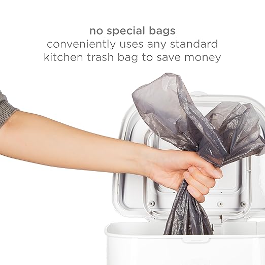 Ubbi Stainless Steel Venti Diaper Pail, Odor Locking, No Special Bag Required, Award-Winning, Registry Must-Have, White