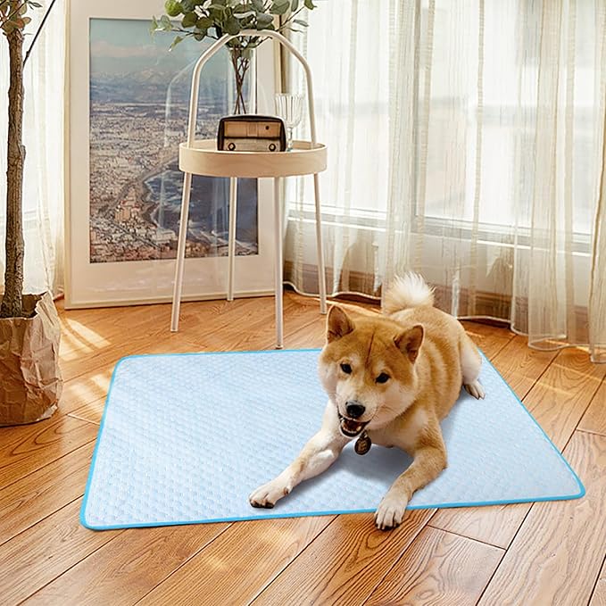 Cooling Mat Pad for Dogs Cats Ice Silk Cooling Bed for Dogs Ice Bed for Cats Pet Mats for Cats Bed Dog Pad Pupy Pad for 5Kg Pet (S/50X40CM)