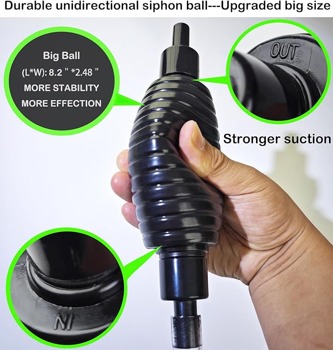 5ft Aquarium Siphon Vacuum Cleaner-Hand Siphon Pump Water Changer for Fish Tank Cleaning Gravel & Sand