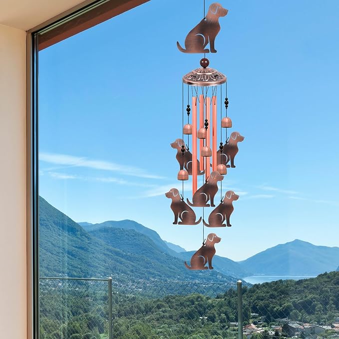 Outdoor Dog Wind Chimes, Gifts for Mom & Grandma & Family, Music Wind Catcher, Mobile Wind Bells, Memorial WindChimes, Blessing Windchime for Garden/Home/Balcony/Lawn/Yard/Indoor/Outside Decoration