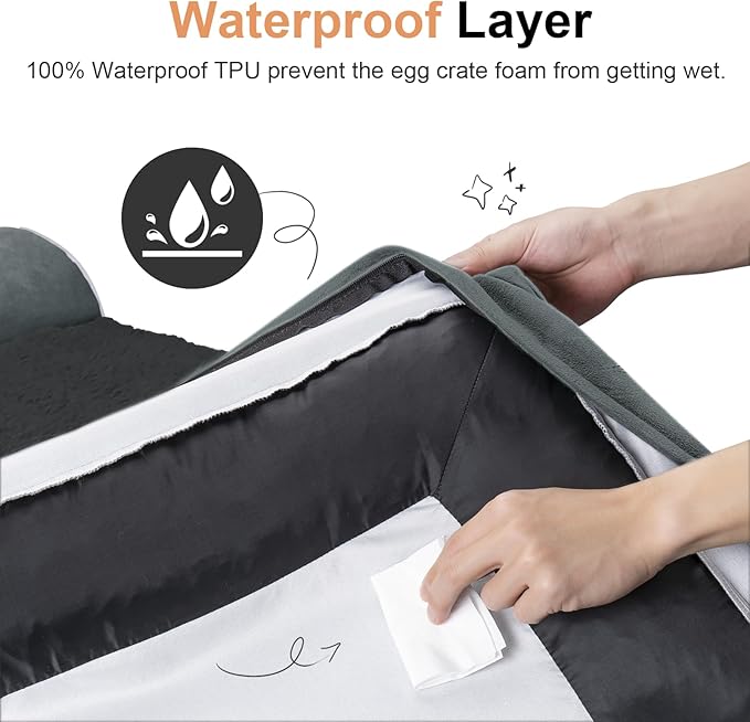 Large Dog Bed Orthopedic Washable: Beds Bolster XL Bed Big XLarge Dogs Memory Foam Couch Sofa Waterproof with Removable Cover - Dark Grey