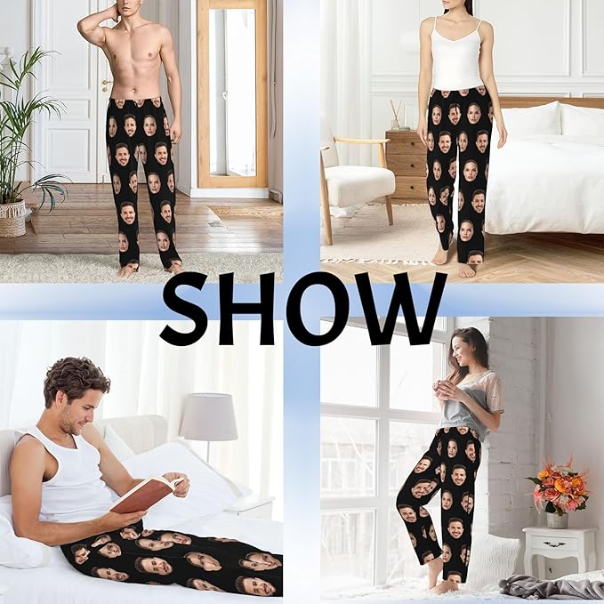 Custom Pajama Pants with Face customized PJ Pants Christmas Valentine gifts for Men Women
