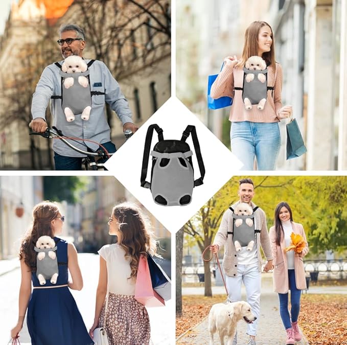 FEimaX Dog Carrier Backpack Pet Legs Out Front Cat Travel Bag, Adjustable Puppy Backpacks Carriers Hands-Free for Small Medium Dogs Cats Hiking Traveling Camping Daily Walking