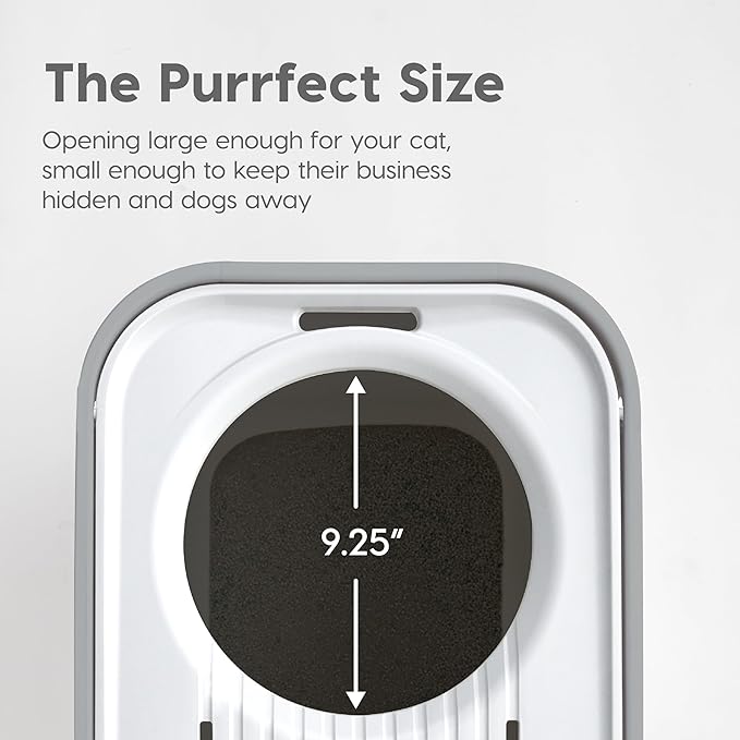 IRIS USA Cat Litter Box, Large Cat Box Enclosure, Top Entry with Litter Catching Lid, Enclosed, Gray/White