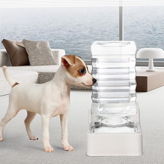 RIZZARI Stainless Steel Pet Water Feeder: 8L Gravity Waterer, Leak-Proof No-Spill Auto Refill - Keeps Floors Dry - Anti-Tip Base - Easy Clean - with Filter - for 25-35 LB Dogs - Home/Office