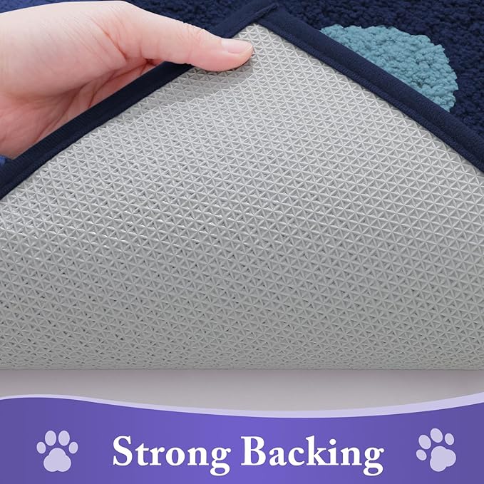Buganda Dog Door Mat for Muddy Paws, Absorbent Dirt Trapper Washable Indoor Doormats, Non Slip Low-Profile Mud Mat for Dogs, Front Entrance Doormat for Inside Floor (30x20 Inches, Dark Blue)