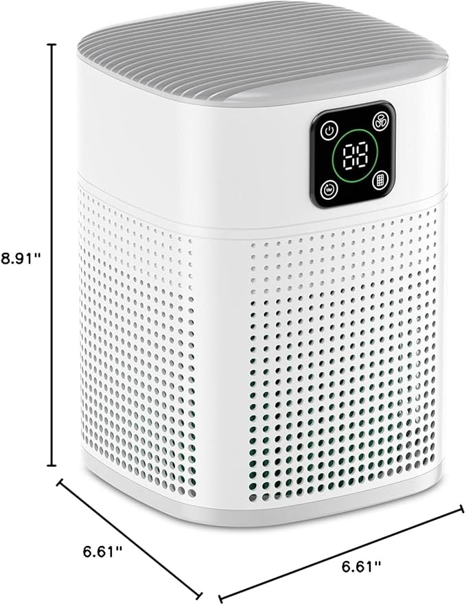 Air Purifiers for Bedroom, Honeyuan H13 HEPA Air Purifier for Home Large Room 1095 sqft, Air purifiers with 360°Air Intake, 3 Fan Speeds, 3-Stage Filtration, White