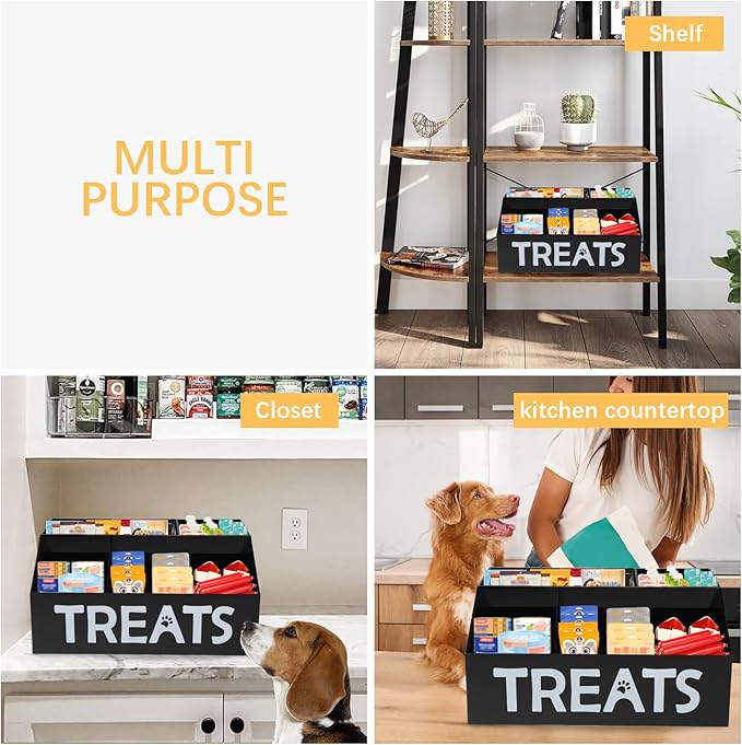 Morezi Dog Food Organizers Storage cat Treat jar Organizer Great for organizing pet Dogs Cats Birds Animal Cookie Snack in Kitchen countertop Closet Black