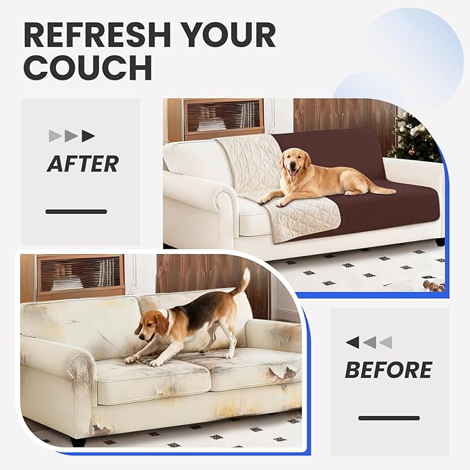 Waterproof Dog Blanket, Non-Slip Soft Pet Bed Cover, Couch Cover for Dogs Washable, Protects Sofa, Furniture, Crate, Car, Tear Resistant Leakproof Pet Blanket (52x82 Inch, Coffee)