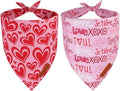 ADOGGYGO Valentine Dog Bandanas 2 Pack, Reversible Heart Love Print Pet Scarf, Premium Fabric, Adjustable Fit Pink Red Valentine Bandanas for Extra Large Dogs (X-Large)