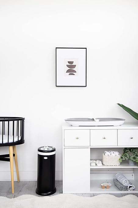 Ubbi Steel Diaper Pail, Odor Locking, No Special Bag Required, Award-Winning, Registry Must-Have, Matte Black