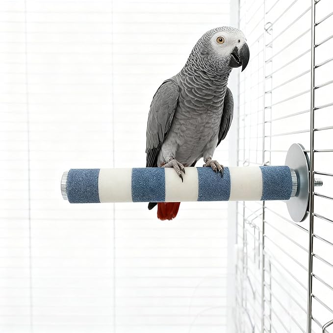 AOTU Bird Perch Rough-surfaced Parrot Perch Bird Stand for Cage– Durable Beak & Claw Trimming Grinding Stone for Conure, 7.9” x 1” – Safe Non-Toxic Long-Lasting Cockatiel Cage Accessory