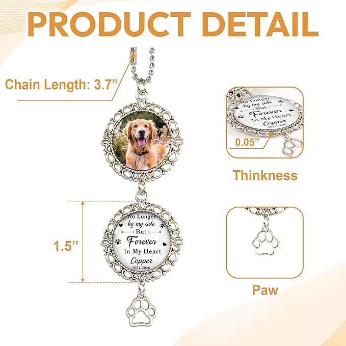 Hyturtle Personalized Pet Memorial Car Hanging Ornament - Custom Photo Pet Memorial Gifts Rearview Mirror Hanging Accessories -Dog Remembrance Gifts - Loss of Dog Sympathy Gift
