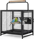 Bird Travel Carrier Cage, 19Inch Wrought Iron Small Bird Cage for Parrots Conures Lovebird Cockatiel Parakeets Black