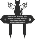 Cat Memorial Decorations - Garden Stakes Markers with Angel Wings, Waterproof Metal Plaques for Cemetery, Cat Grave Decor