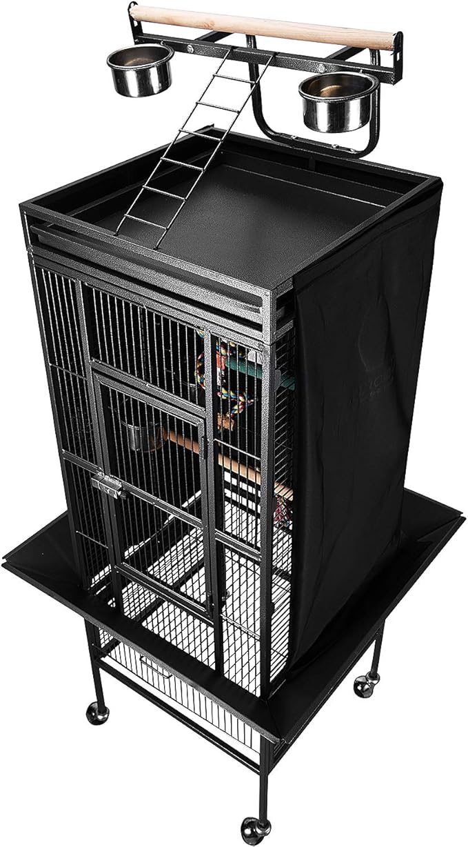 Colorday Good Night Bird Cage Cover for Large Bird Cage with Play Top (Patented), Black 61"
