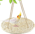 FlidRunest Bird Swing Hammock Bed, Natural Corn Woven Parrot Hammock Swing Mat, Hanging Bird Climbing Perch Mat, Relieve Boredom Chewing Toy for Birds Parakeets Lovebirds Cockatiels Conure, yellow