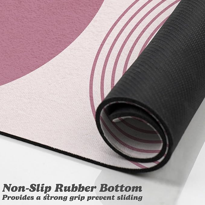 Dog Food Mats for Floors Waterproof, Cat Water Bowl Mats Pet Feeding Absorbent Mat Placemats for Food and Water Pink Bohemia 16 * 24 inch