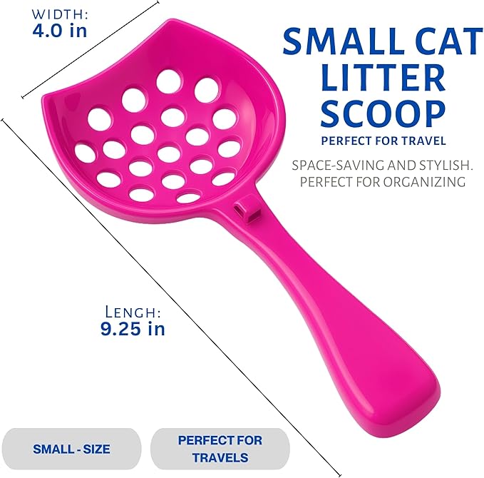 Small cat Litter Scooper with Holder: Perfect for Small Spaces. cat Litter Scooper with Holder: Easy to Store Anywhere. cat Scooper for Litter Box - Pellet Litter Scoop (Hot Pink)