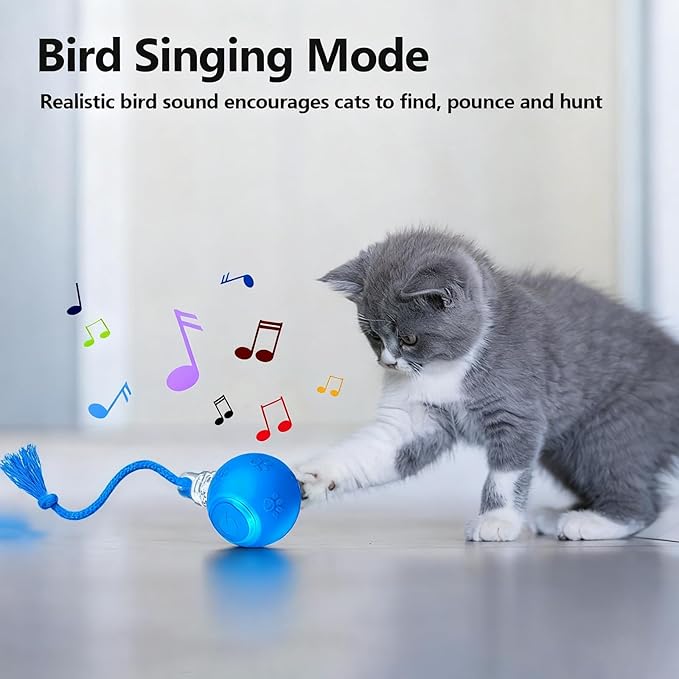 FUNNYDUCK Speed 2.0 Tail Interactive Cat Toys for Indoor Cats – Smart Motion-Activated Rolling Ball with Tail, Chirping Sounds, and USB Rechargeable Design for Enrichment & Exercise