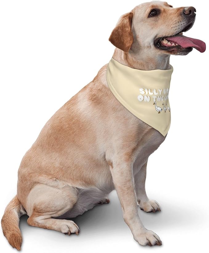 Silly Goose on The Loose Triangle Dog Bandana,Summer Bandana Funny Triangle Dogs Scarf Handkerchief Soft Adjustable Puppy Bandanas (Khaki)