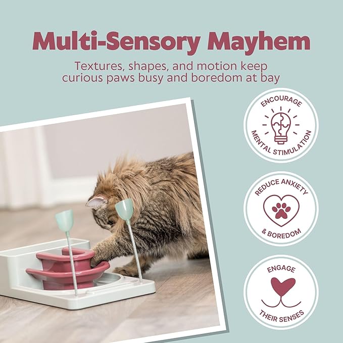 TRIXIE Cat Activity Fantasy Board Strategy Game – 4-Module Puzzle Toy for Mental Stimulation – Interactive Cat Toy for Indoor Cats – Berry/Gray, 8.25 x 13.25 x 4 in