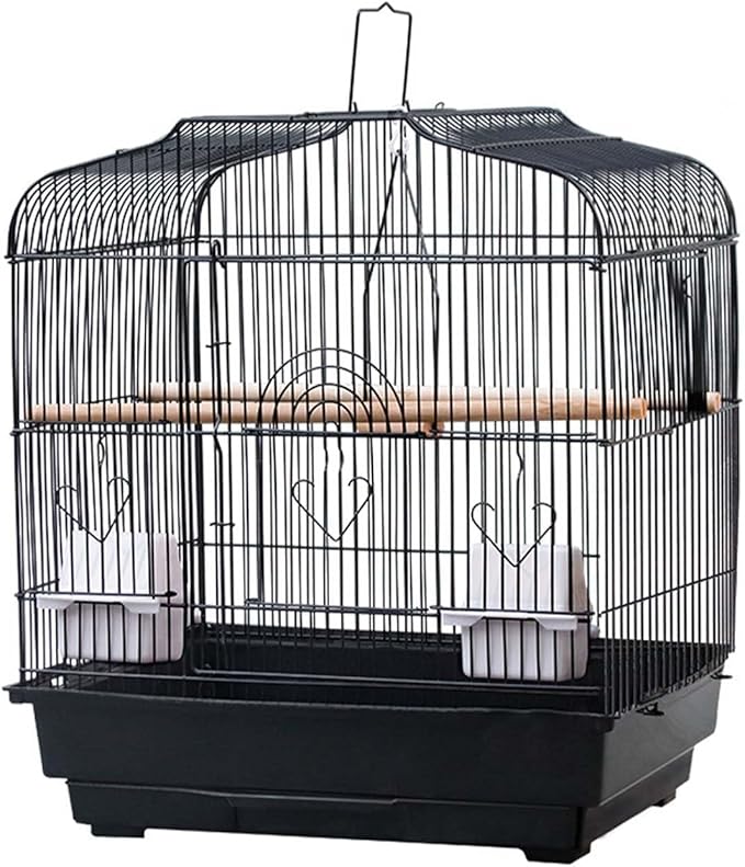 TrailBlaze 20.5Inch Bird Travel Cage with Handle, Metal Bird Carrier with Food Container, Wooden Perch & Pull-Out Tray, Portable Birdcage for Small Parrots Lovebirds Canaries Cockatiels Conures
