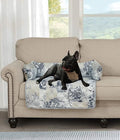 Brilliant Sunshine Quilted Calming Dog Bed Mat, Removable Washable Cover, Cushion Protector and Couch Covers for Dogs, Pets, Cats, Medium, Blue Beige Toile