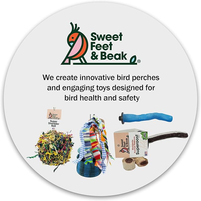 Sweet Feet & Beak Safety Pumice Bird Perch, Medium 1-1/4" X 12", Green - Lightweight Grinding Bird Perches for Cage - Bird Nail Trimming Perch for Healthy Beak & Feet - Multi-Size & Color Parrot Stand
