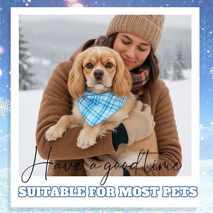 Abbylike 50 Pcs Plaid Dog Bandanas Bulk Blue Checkered Bandanas for Dogs Triangle Kerchief Bibs Scarf Set for Pet Holiday Costume Photo Props Accessories Pet Shops (19.7 x 13.8 x 13.8 Inch)