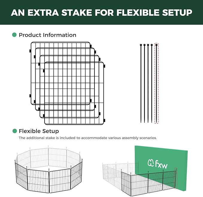 FXW MiniPaws Unleashed Dog Playpen, Expandable & Portable Design for Yard, RV Camping and Indoor Use, for Puppies and Small Dogs, 24-inch 4 Panels