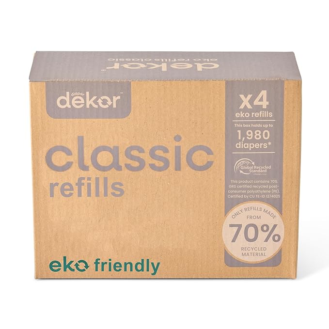 Diaper Dekor CLASSIC Diaper Pail Refills, Unscented, Exclusive End-of-Liner Marking, Thick Quick & Easy to Replace, Most Economical Refill System for Original and Eko Style Pails,(Pack of 24)