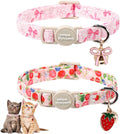Unique Style Paws Pink Flower Kitten Collars,Cute Pink Bow Cats Collar with Bell,Kitten Collar Breakaway Buckle with Heart Pattern,Adjustable Flower Cat Collars,Ideal Gift for Boy Girl Cats